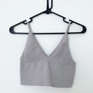Women's Gray Ribbed Crop Top
